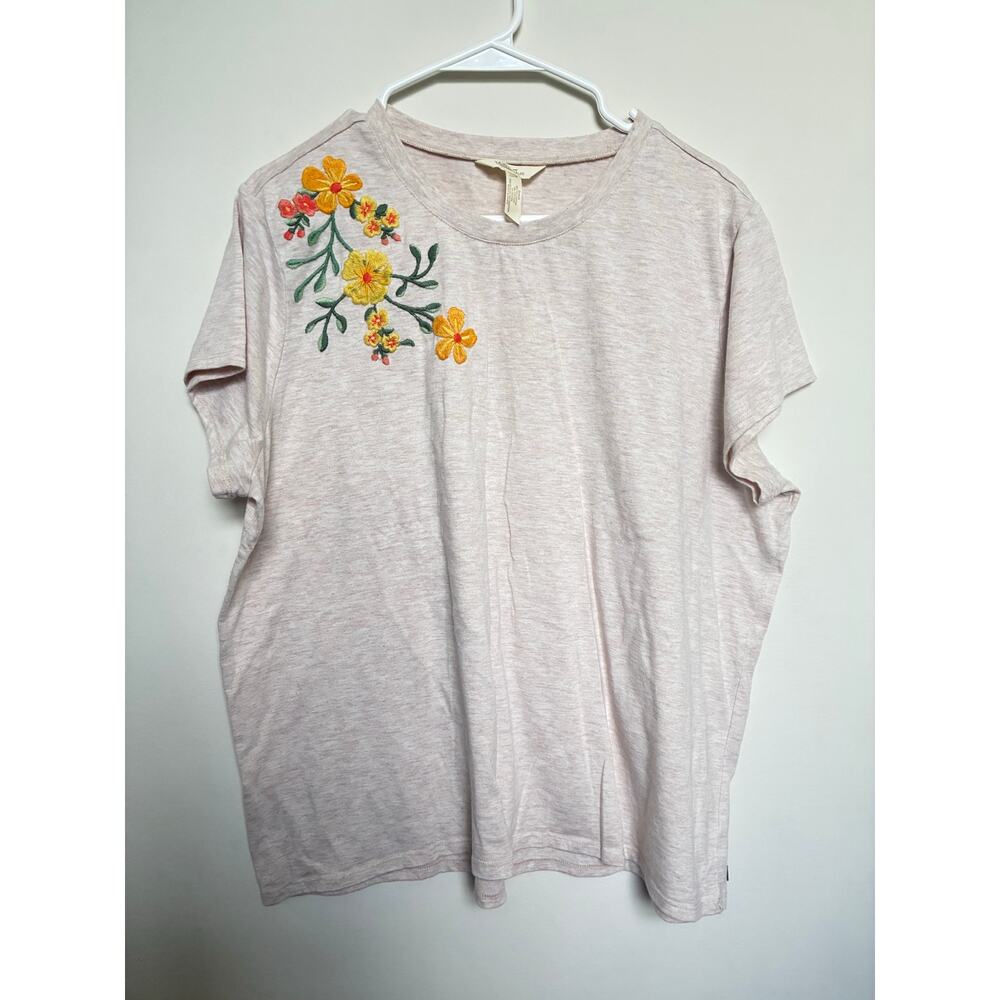 Matilda Jane Floral Embroidered Top XL Women’s Pink Short Sleeve Shirt